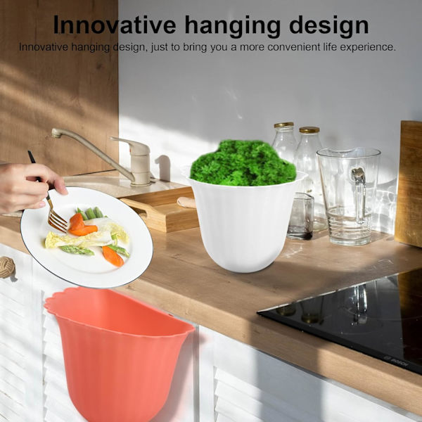 Hängande Soptunna, 2-pack Plast Köksbänk Hängande Sopbehållare, Mini Kökshängande Soptunna, Lockfri Förvaringsorganisatorlåda Vägg (Vit)