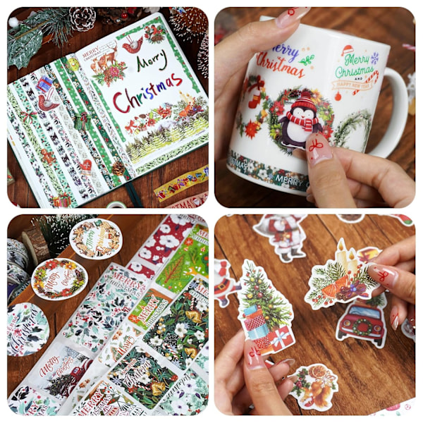 17 Rullar Jul Washi Tejp Set Jul Estetisk Scrapbook Papper Washi Stickers Dekorativa Maskeringstejper Scrapbooking Tillbehör
