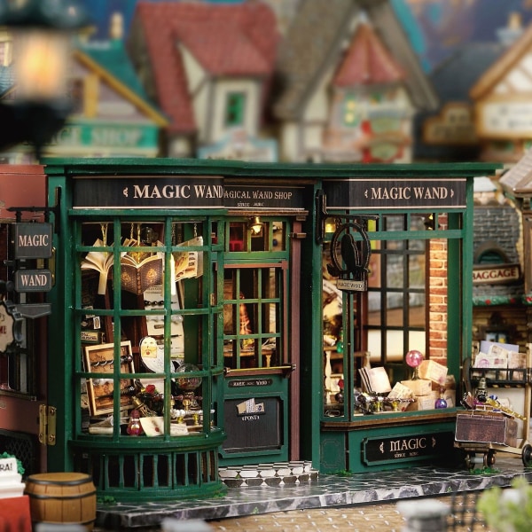 Gør det selv Magic House Model Træpuslespil Miniature dukkehussæt med møbellys Dukkehuse Legetøj til voksne Fødselsdagsgaver