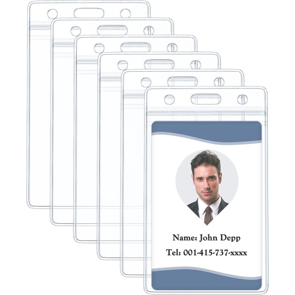 6 pakkauksen pystysuuntainen henkilökorttipidike vedenpitävä kirkas PVC- cover Case Duty -korttisuojapussi uudelleen suljettavalla vetoketjulla