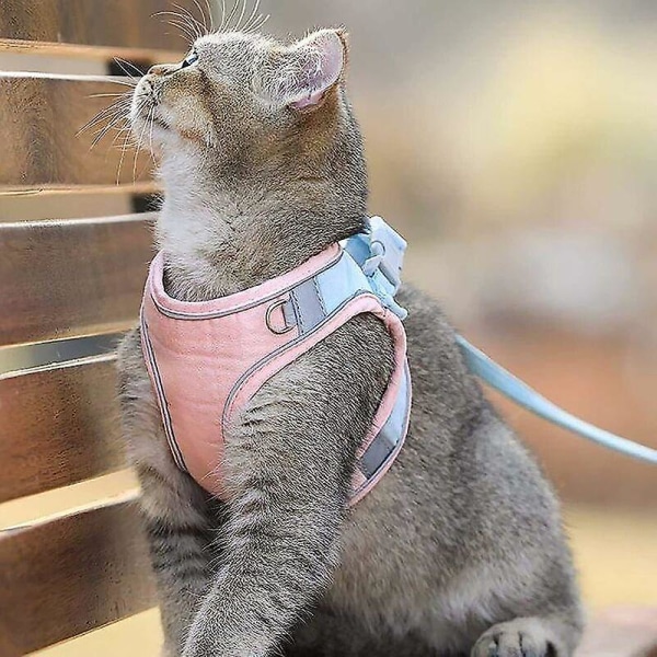 Kattesele og bånd Kattegåjakke med båndsett Selevest og belte for katten Pustende Komfortabel og slitesterk -