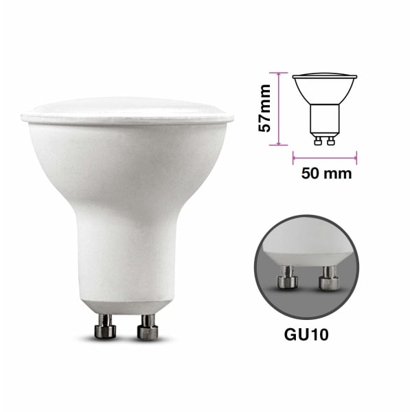 Paket med 6 st GU10 LED-lampor 5 W, varmvit 4000 k hög ljusstyrka