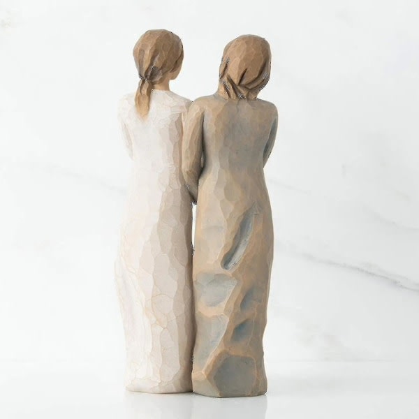 Harpiksfigur, to søstre, skulptur håndmalede figurer (FMY)