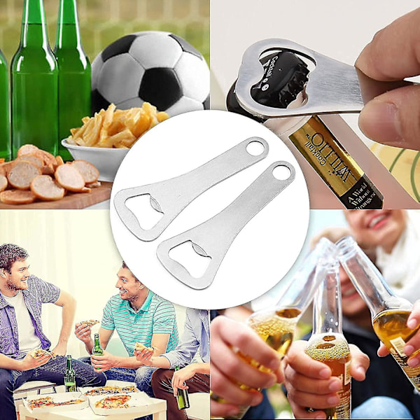 6 stk. flaskeåbnere - rustfrit stål
