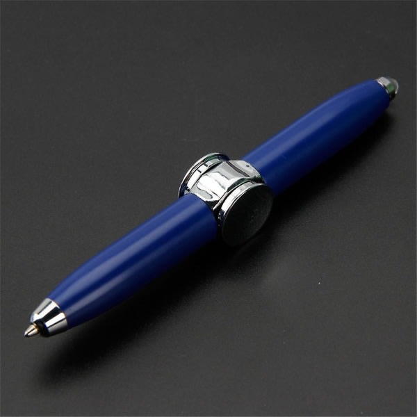 Led Pen Fidget Spinner Pen Stress Relief Legetøj Led Spinning Kuglepen Multicolor - Blue