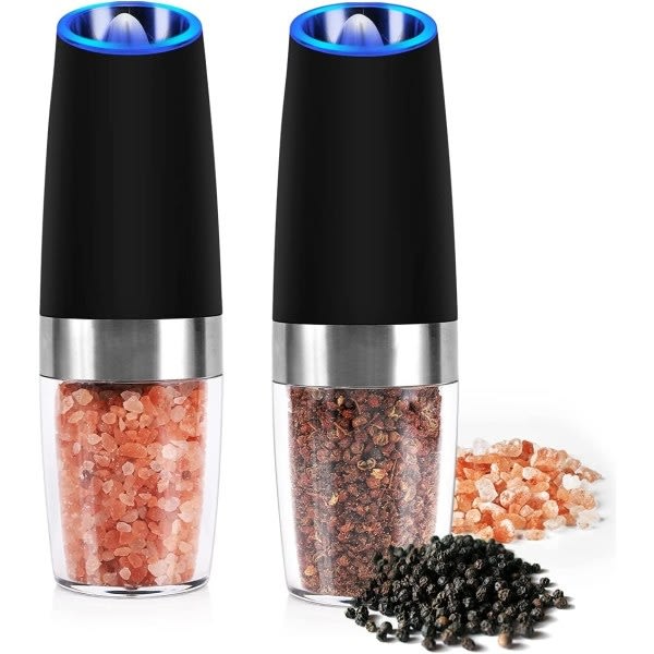 2 PCS Gravity Pepper Mill Electric Salt and Pepper Grinder Spice Grinder CDQ-WELLNGS