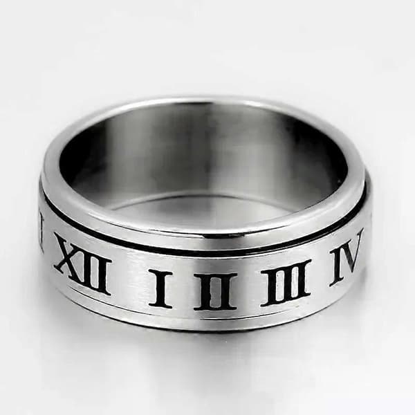 8 mm roterende titaniumring til mænd og kvinder romertal ringe