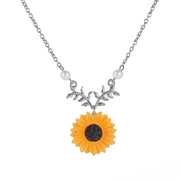 Exquisite Sunflower Necklace Pendant Alloy Female Imitation Creative Harajuku Pearl Necklace Female Accessories Collares Chocker