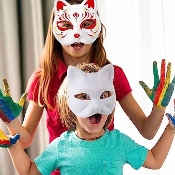 Kattmask, 3 st Therianmasker Vita Kattmasker Blanka DIY Halloweenmask