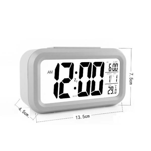 Väckarklocka med Snooze, Nattlampa, Termometer, Digital LED-Display, Batteridriven Black