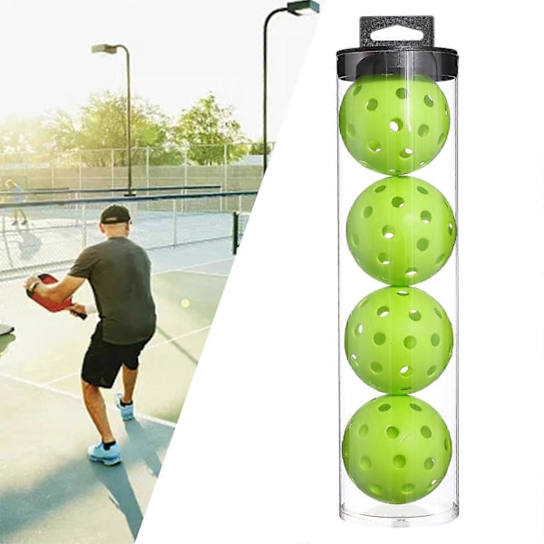 Indendørs Pickleballs - Pickleball bolde til indendørs baner - 4 pak Pickleballs - Turnerings Pickleballs Green 74mm