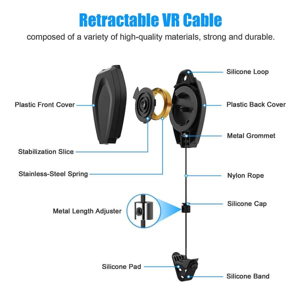 VR Kabelstyring Optrækkeligt Loft Pulley System Kompatibelt til Oculus Quest til Quest 2 til Rift til Rift S til Valve Index til HTC Vive