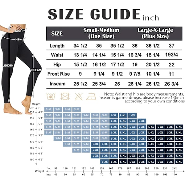 Svarta leggings för kvinnor Mjuka leggings med hög midja och magkontroll Leggings för sport Träning Gym Löpning Yoga Byxor XL