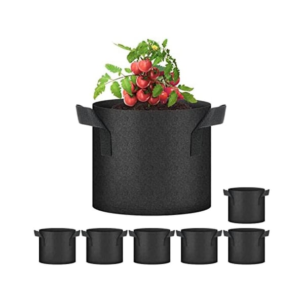 7-pakning 7 gallons dyrkingsposer, luftning av ikke-vevd stoffplanter med håndtak, tunge hagearbeid P