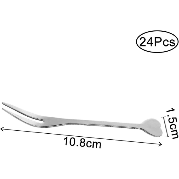 24 st Mini Salladsfruktgafflar i Rostfritt Stål Dessertgafflar
