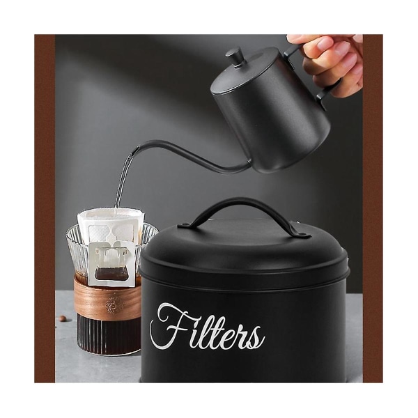Kaffe Filter Holder, Kurv Kaffe Filter Opbevaring Med Låg, Rund Kaffe Filter Beholder Til Tæller