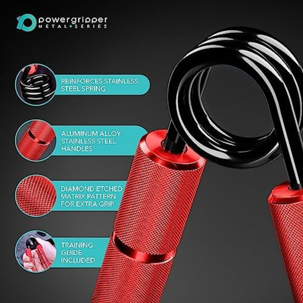 Power Gripper Metal Series - Professionelle grebstyrkeforstærkere (50lbs - 400lbs) til greb, håndled og armtræning