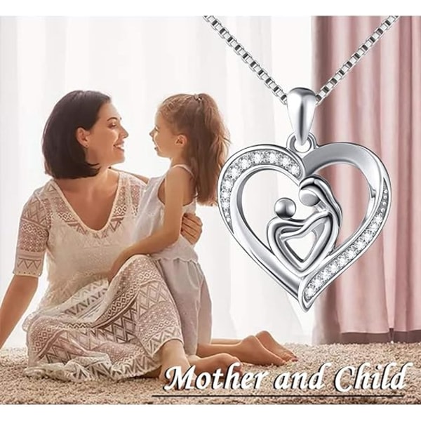Äitienpäivälahja Äiti pitää lapsen Sterlinghopeaa Äidit Love Heart CZ Riipus kaulakoru naisille Äiti Mummo