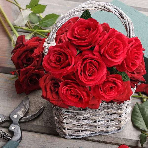12 stk. Kunstige Roseblomster, Silke Roser Enkelt Stilk Realistiske Falske Rosebuket til Bryllup Brudebruser Hjem Have Dekorationer