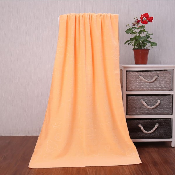 Badehåndklæde absorberende hurtigtørrende super stort badehåndklæde blødt - Orange