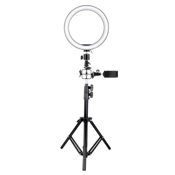 26 cm Selfie Lampe, Stativ & Mobilholder - Perfekt Belysning Sort