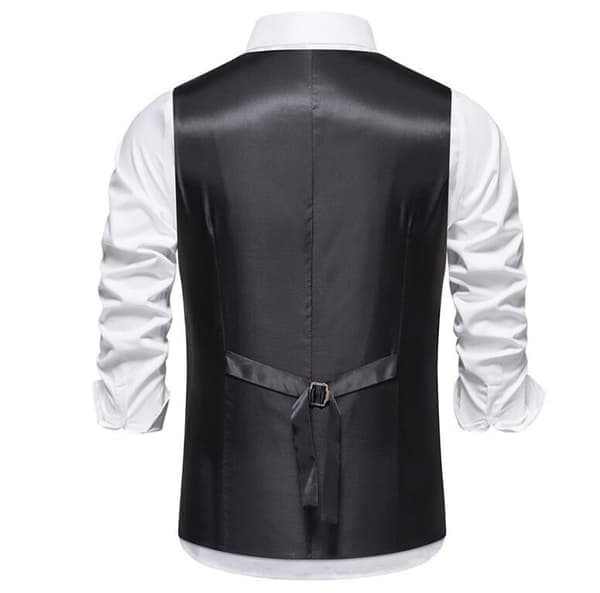 Herr Slim Fit Dubbelknäppt Väst Mörkgrå Dark Gray S