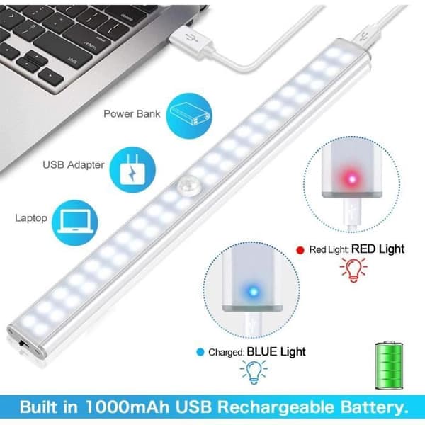 Skaplys - LED - USB Oppladbar - Bevegelsessensor - Magnetisk - 4 Lysmoduser
