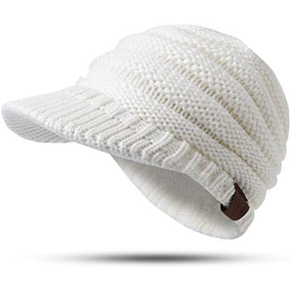 Talvinen lämmin poninhäntäpipo white