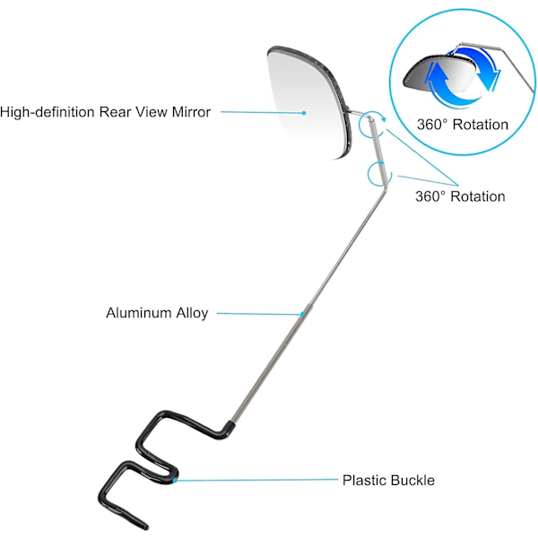 2-pakkipyöräilylasit peilillä, 360 asteen säädettävä takapeili leveällä näkökentällä, pyöräilytarvikkeet