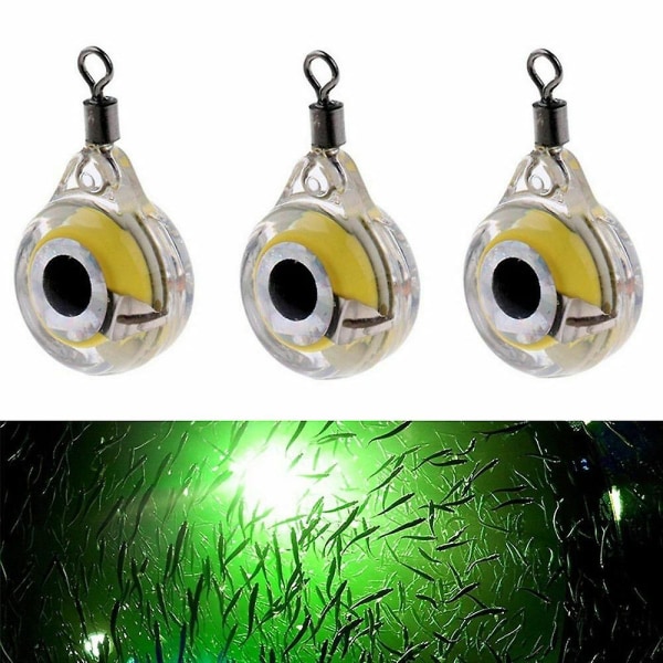 3 mini ögonformade undervattens djup droppe LED fiskebete fällljus fiske bläckfisk bete självlysande betesljus används för att locka fisk