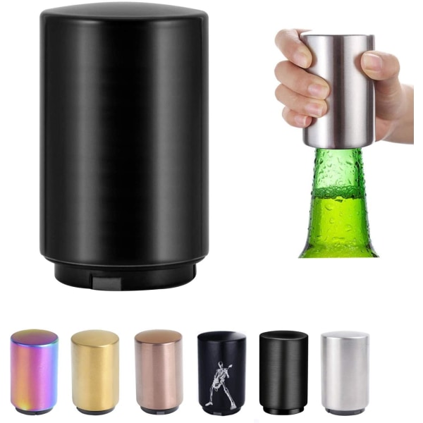Push Down Flasköppnare, Magnetisk Flasköppnare, Öl Flasköppnare för män, Push Automatisk Flasköppnare Magnetisk,, Köksprylar (svart)