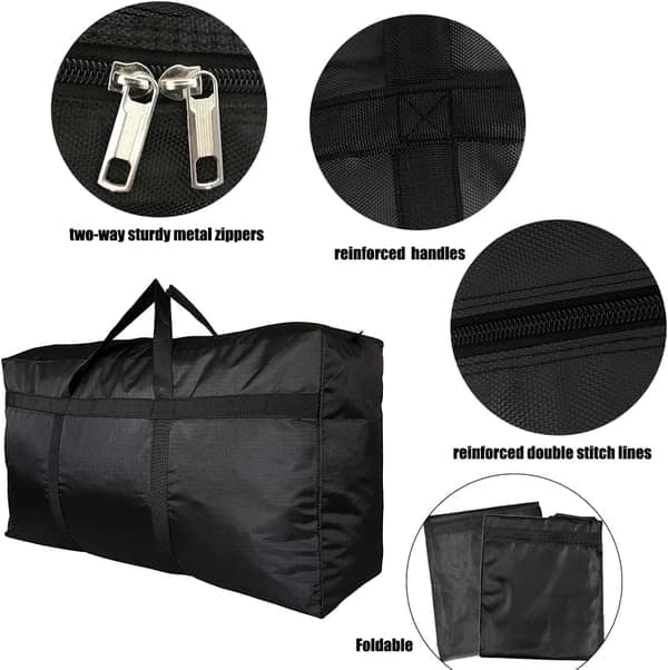 190L ekstra stor flyttetaske i kraftig sort Black 160L