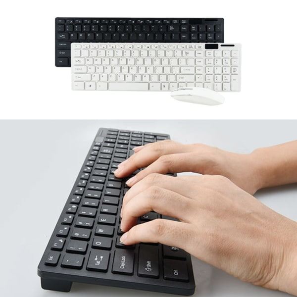 2,4 GHz Mini Multimedia Tangentbord Mus Kombo Trådlöst Tangentbord och Mus Set för Notebook Laptop Desktop PC Lätt Vit