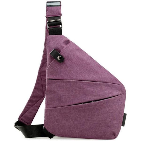 Stöldskyddande Reseväska, Cross Body Vattentät Reseväska, Slank Slingväska Cross Body Reseväska, Casual Ryggsäck, Bröstväskor för Män, Resor, Utomhus Purple