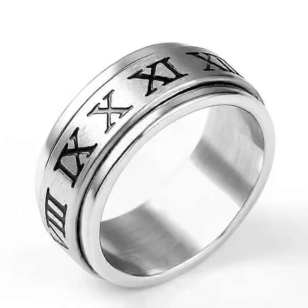 8 mm roterende titaniumring til mænd og kvinder romertal ringe