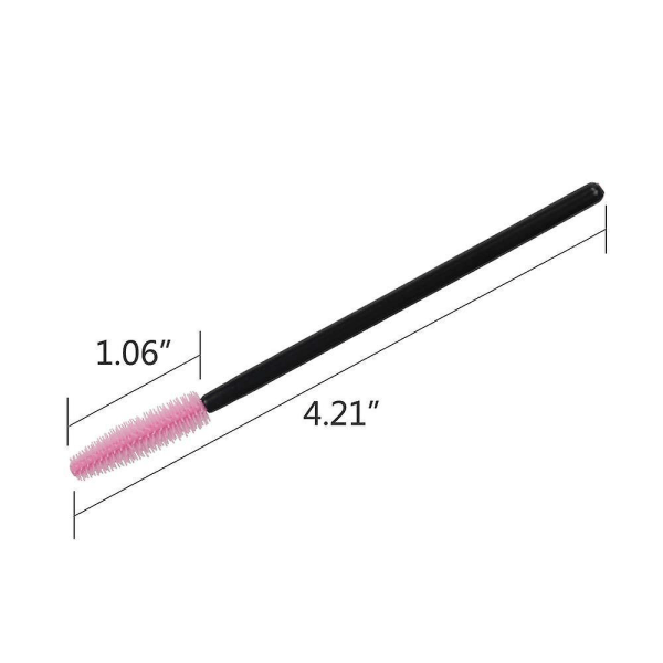 Färgglada engångsmascara-borstar i silikon med borsthuvud, applikatorer, sminkborste för ögonfransar (rosa - 200-pack)