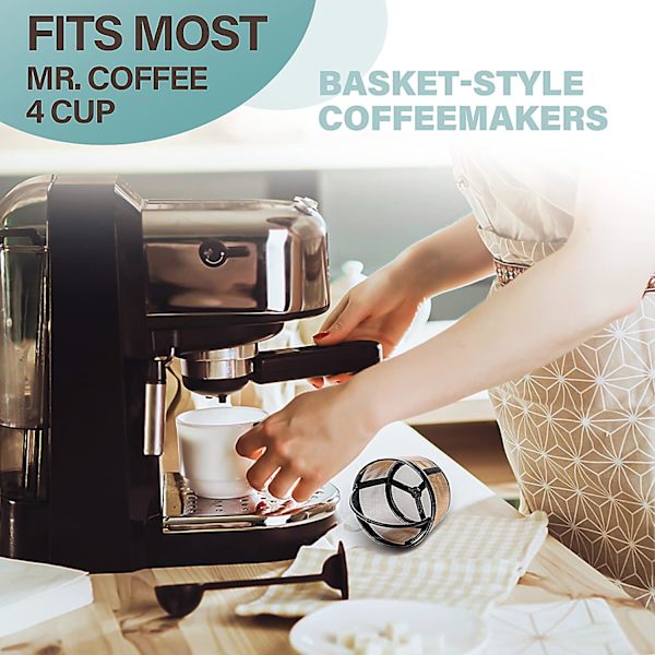 Genanvendeligt kaffefilter, 4 kopper kurv kaffefiltre erstatning kaffefilter permanent filter kaffe erstatning kaffefilter