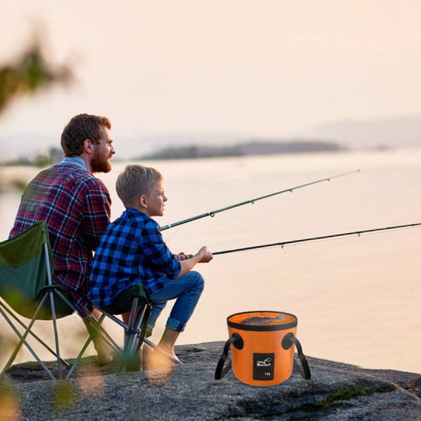 Fällbar Vattenhink 12 L Utomhus Bärbar Vikbar Hink Multifunktionell Vikbar Tvätthög för Semester, Trädgård, Utomhus, Fiske & Camping