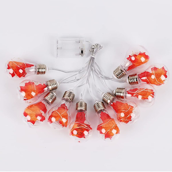 Varmt vita 10 LED-lampor ljusslinga, batteridriven lönnlöv ljusslinga för inomhus/utomhus trädgård sovrum födelsedagsfest DIY-dekorationer