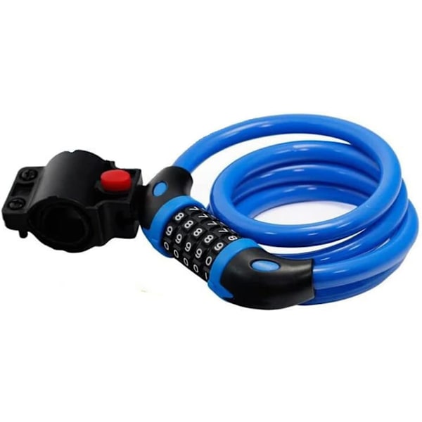 Cykellås med hög säkerhet, 5-siffrig återställbar kombination, spiralformad kabel, bäst för cyklar utomhus, 1,2 mx 12 mm