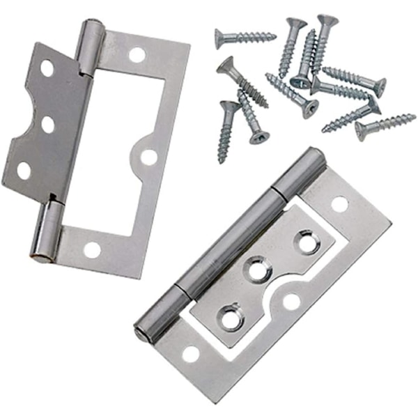 (2 Pcs) Bright Zinc Plated Flush Hinge, 75 mm (3 inch) - Pack of 2 Pieces