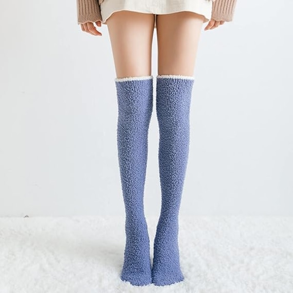 Kvinders Ensfarvede Fuzzy Sokker Vinter Varme Over Knee Høj Sokker Hjem Lår-Høje Varme Sokker Leggings, Hyggelige Mikrofiber Anti-Skid Bløde Fuzzy Crew Sokker