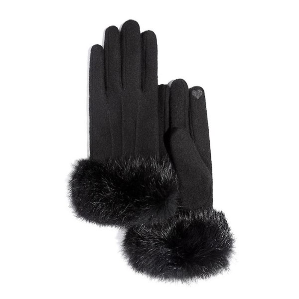 Talvikäsineet naisille, kosketusnäyttö Cashmere lumihanskat Talven lämpimät pyöräilykäsineet naisten thermal black