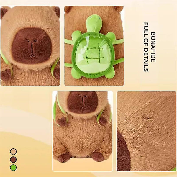 Capybara plyslegetøj, Capybara bærer skildpadde realistisk blødt Capybara legetøj 25cm