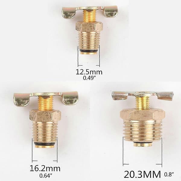 Npt 1/4\" 3/8\" 1/2'' Vinget tappekran i solid messing, vannavløp for ventil 3 points 16mm