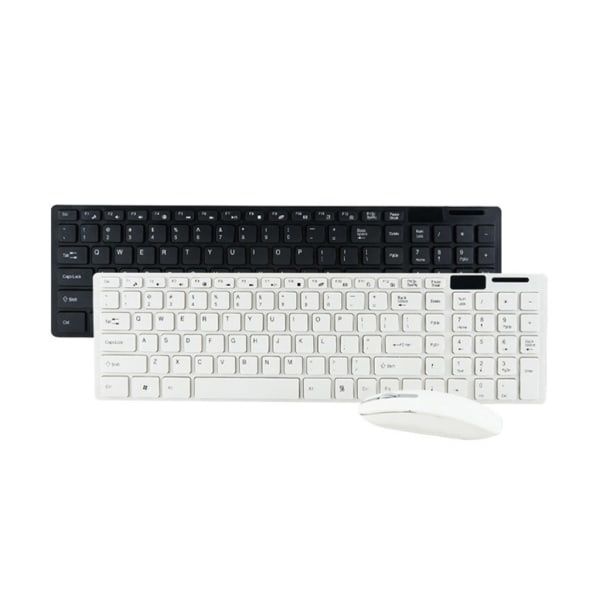 2,4 GHz Mini Multimedia Tangentbord Mus Kombo Trådlöst Tangentbord och Mus Set för Notebook Laptop Desktop PC Lätt Vit