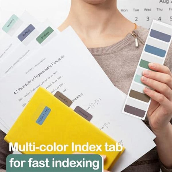 Självhäftande indexflikar i flera färger, 1,8 x 1,1 tum, skrivbara sidflikar, transparenta