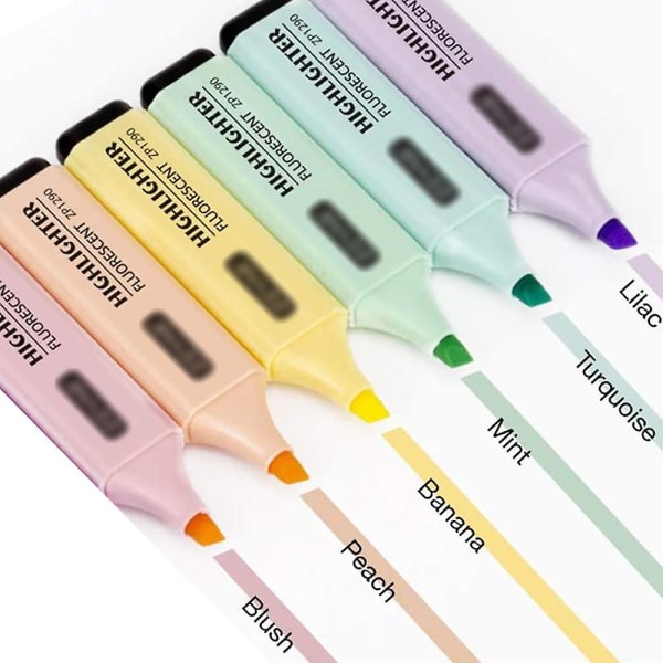 Överstrykningspenna, pastellfärger Markörpenna för mejselspets, olika färger, vattenbaserad, snabbtorkande stil 2
