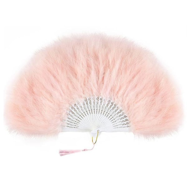 Feather Fan, Vintage Folding Fan Flapper Håndventilator - Pink