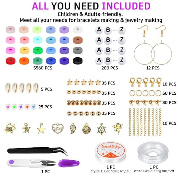 6000 st Armbandspärlor Set